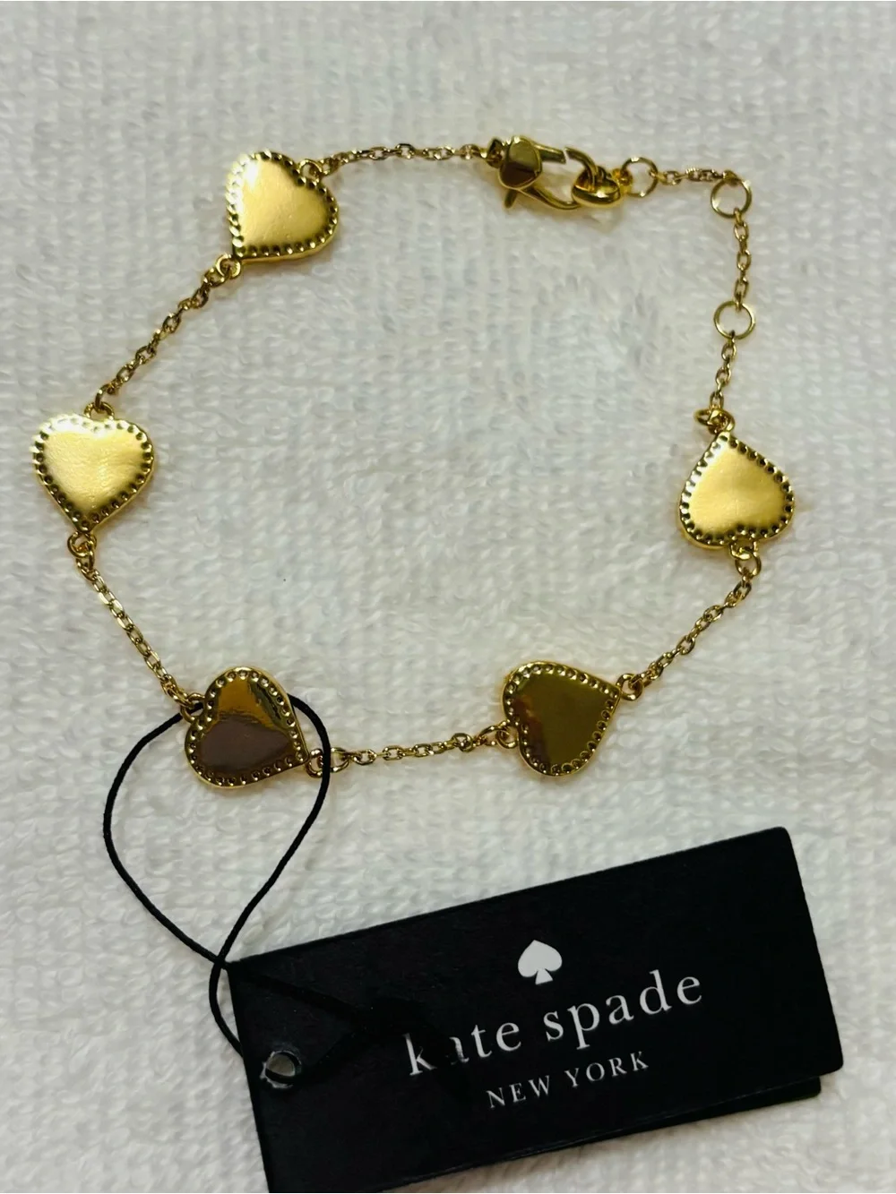 NWT Kate Spade Reversible Gold-tone Bracelet with Mother of Pearl & Gold Hearts